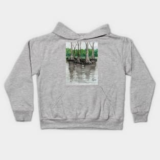 Cypress trees in the swamp Kids Hoodie